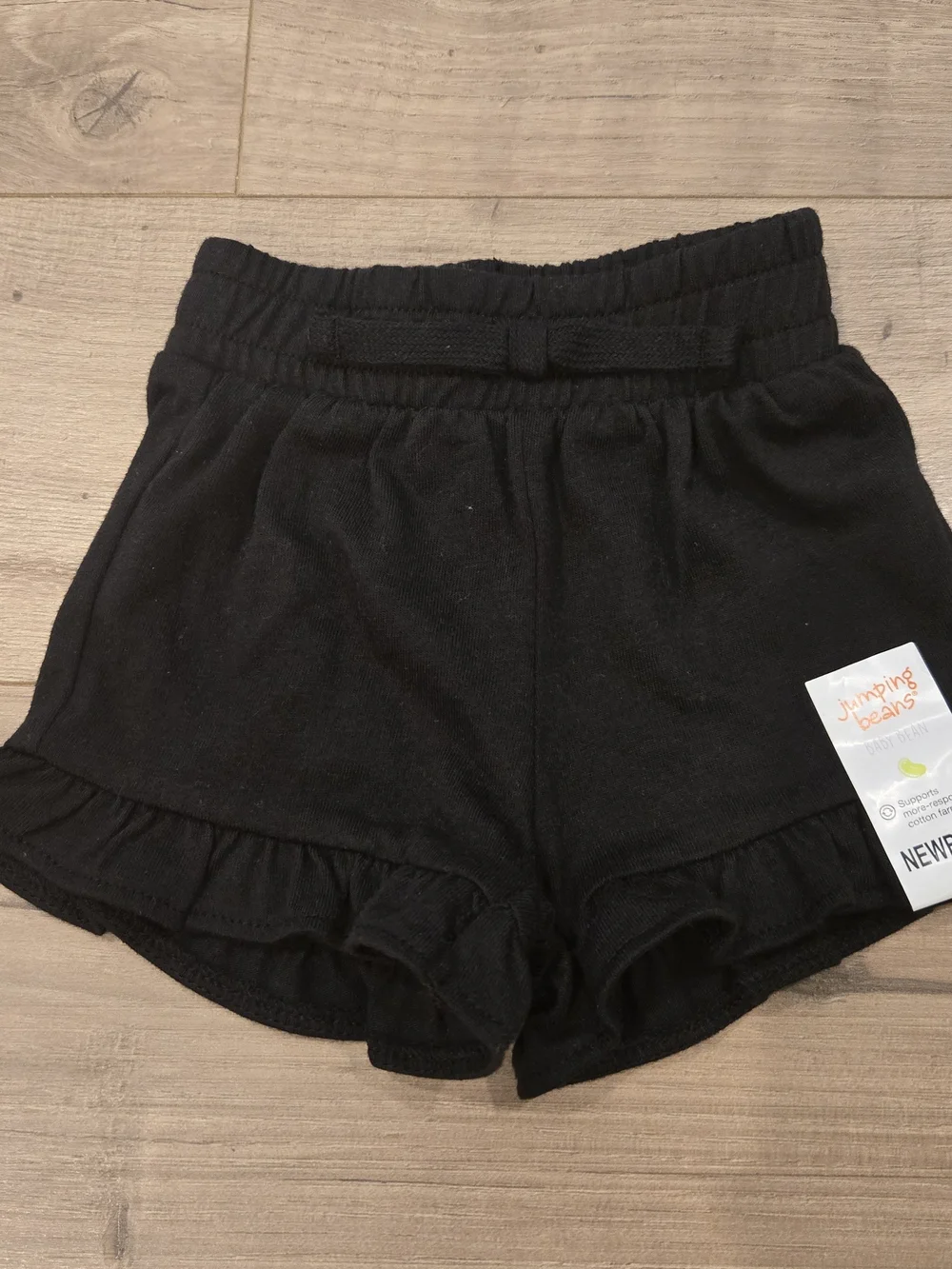 NWT Jumping Beans Baby Girl Pink Black 2pc Ruffle Shorts Set Size NB New